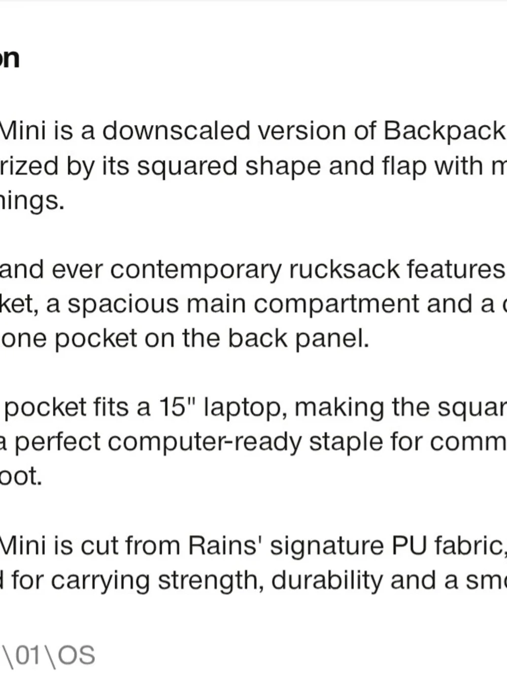 RAINS Black Backpack Mini - Sleek Waterproof Carry